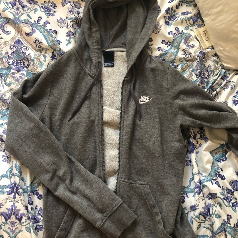 Nike Grey Cotton Zip Up Hoodie
